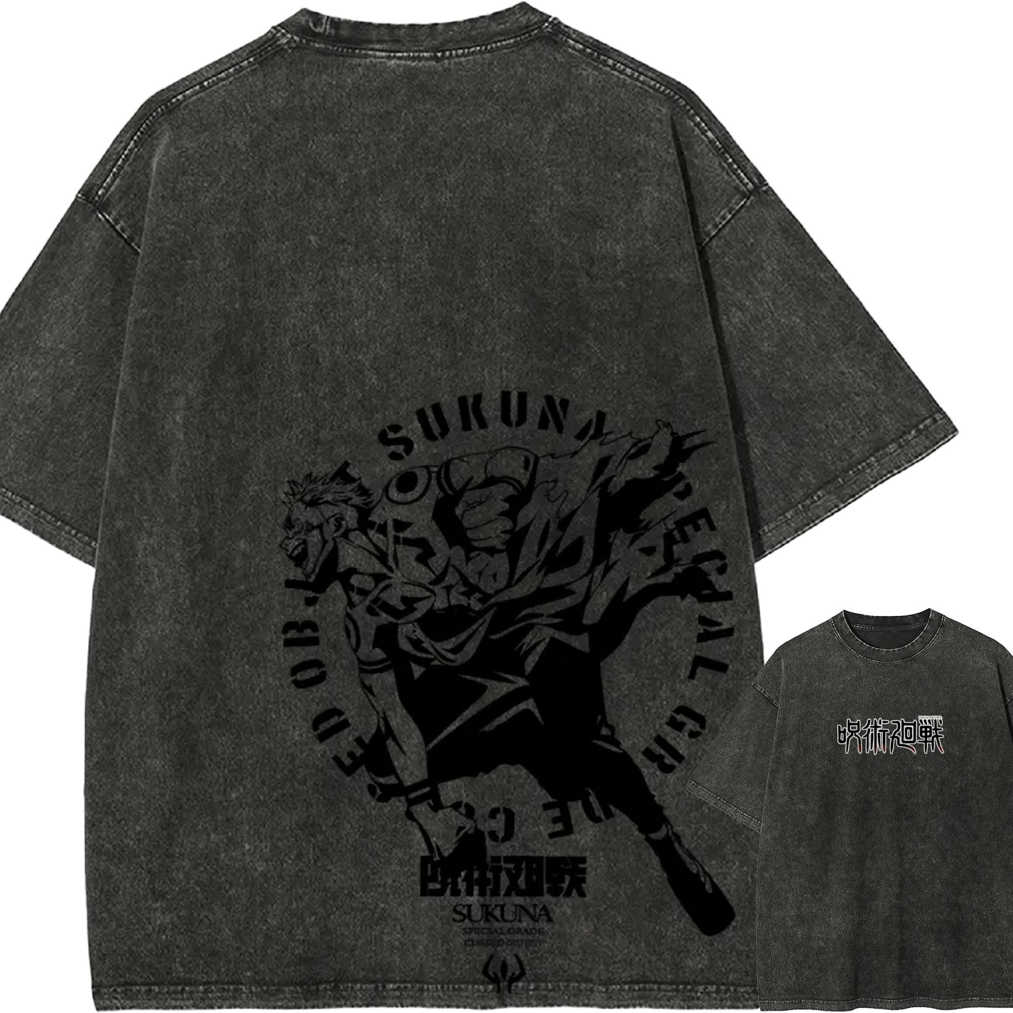 

Ryomen Sukuna Special Grade T-shirt Jujutsu Kaisen Tee Vintage Washed Oversized Retro Anime Harajuku Streetwear Graphic Top M