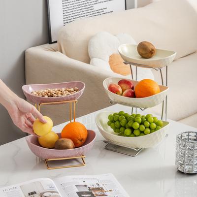 Multi-layer Ingot Ceramic Fruit Plate High-value Fruit Plate Light Luxury High-end Snack Plate Living Room