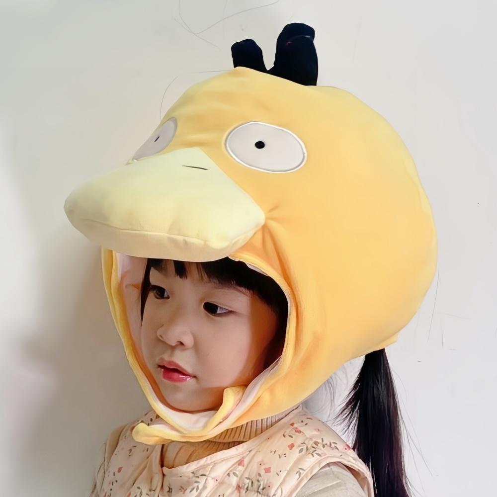 High Quality Anime Psyduck Headgear Hats Anime Dolls Toy Daze Yellow Duck Plush Toys Stuffed Pillow Toys Gifts