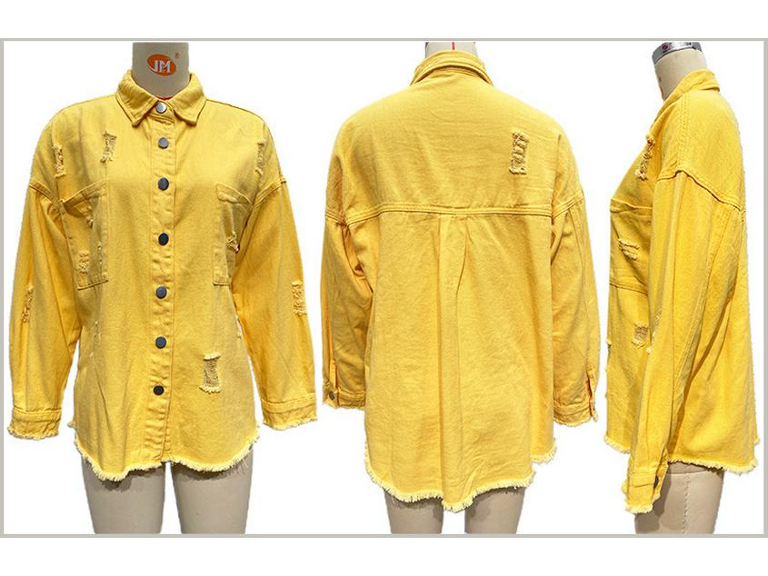 2025 European & American Style Distressed Ripped Denim Jacket for Women