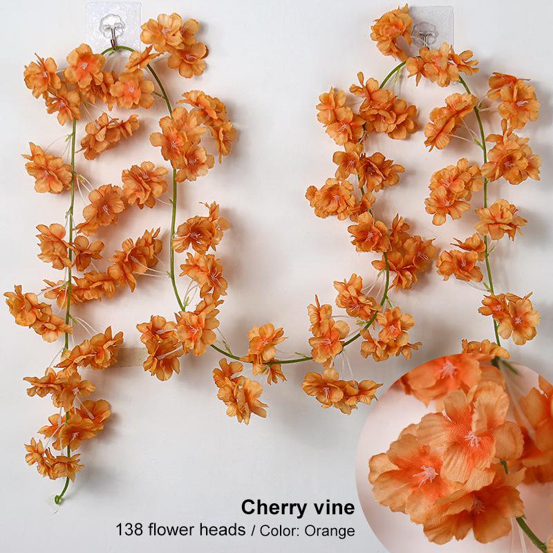 Guirlande de fleurs de cerisier artificielles de 186 cm, guirlande suspendue en soie Sakura pour mariage, jardin, arche, mur, décoration de fête à domicile