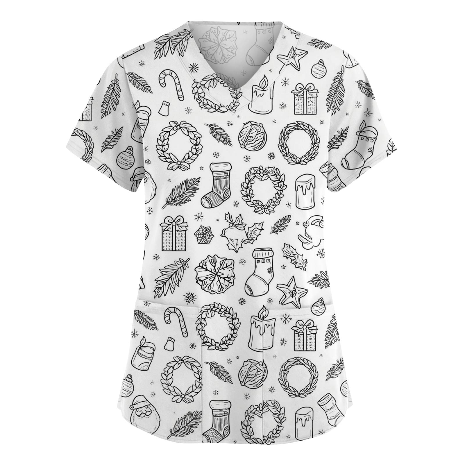 

Женская мода V-образный вырез короткий рукав комбинезон с карманами принт топы одежда XL белый