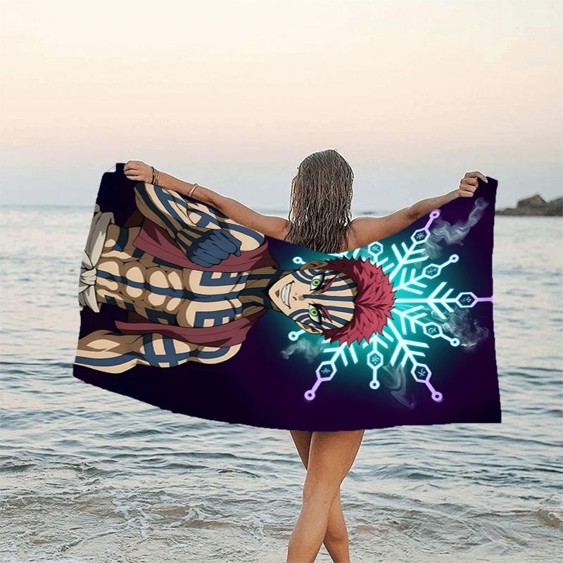 1pc Demon Slayer2 Beach Towel, Beach and Seaside Swimming Pool Equipment, Fashion Pattern, Rectangular, Travel Essentials