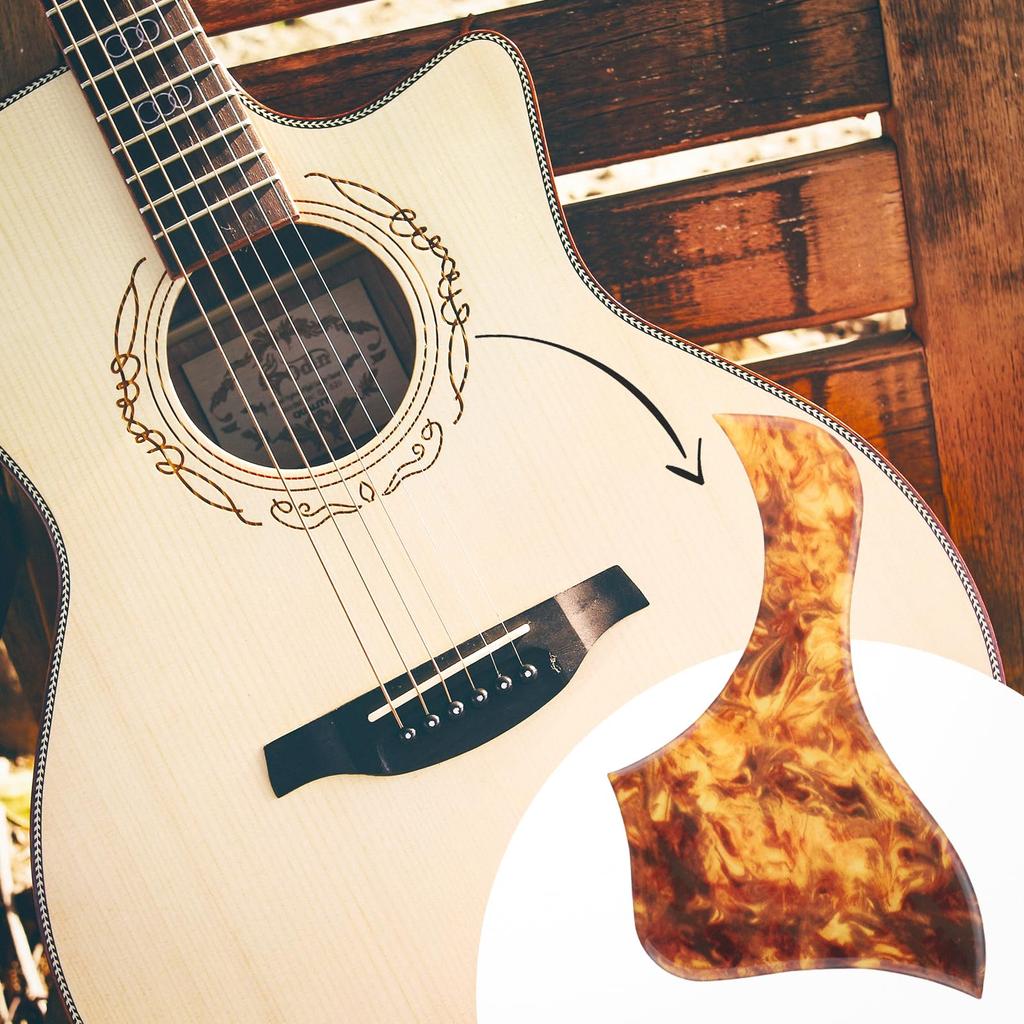 Dreld Guitar Pickguard Scratch Sticker Board with Adhesive Turtle Shell Guard with Rounded Protective Universal for and Guitar Bird Design Backing,