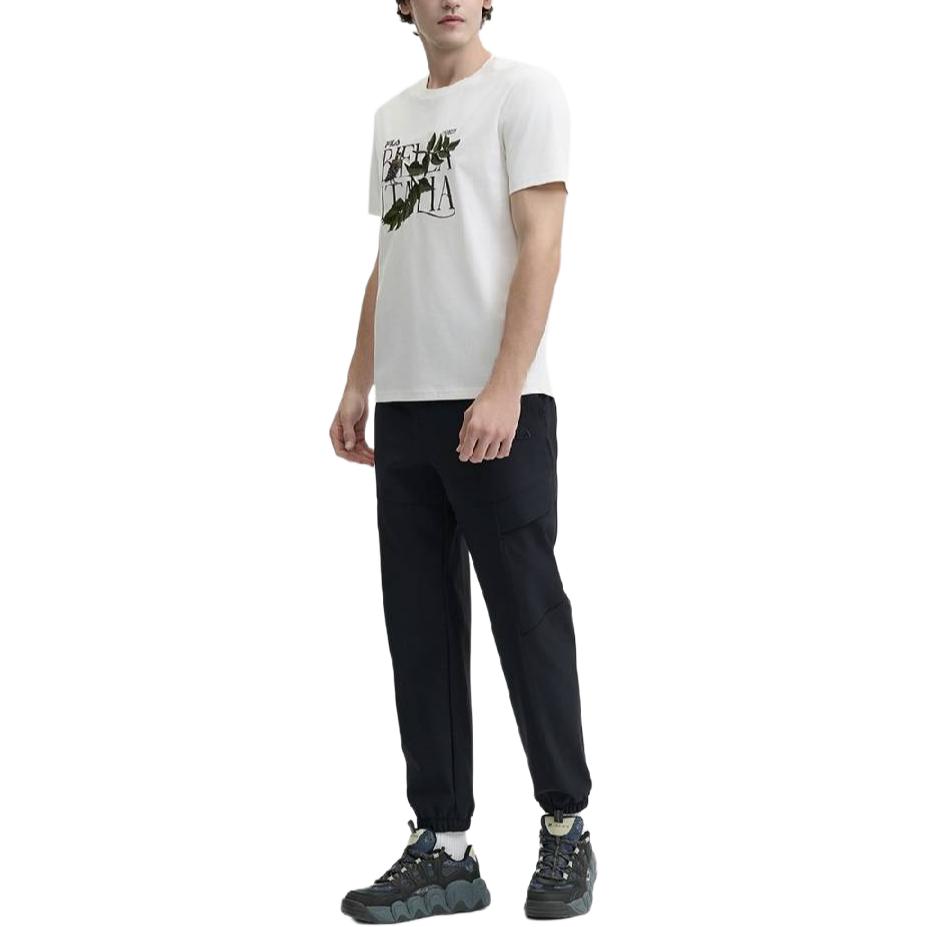 FILA Heritage Comfortable Solid Color Woven Casual Pants Men bottoms Black F11M448802F-BK