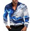 Herren Farbverlauf Wellen Marmor Hemdkleid Hemd Langarm Mode Lässig Sommer Frühling Herbst Umlegekragen Knopfleiste Hemden