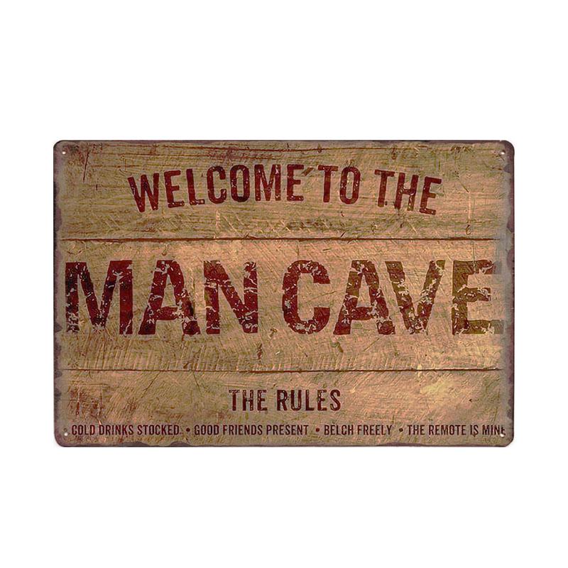 Man Cave Rule Metal Tin Sign Vintage Poster Home Bar Hotel Wall Painting Plaque Party Bar Public Decor 20*30 CM