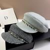 Wool Blended Newsboy Hat Autumn and Winter New Celebrity Style Navy Hat Fashion Light Luxury Color Rhinestone Hat Women