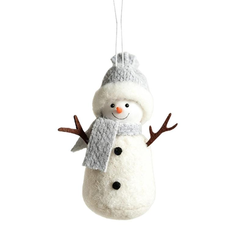 Seasonal Display Character Ornament, Soft Fabric Snowman Tree Decoration with Loop for Shelf Wreath and Winter Indoor Use