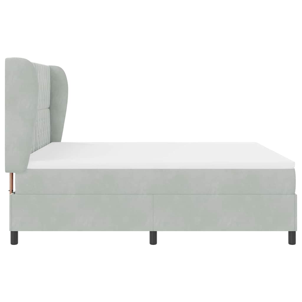 Box Spring Bed with Mattress Light Grey 200 X 180 Cm Velvet