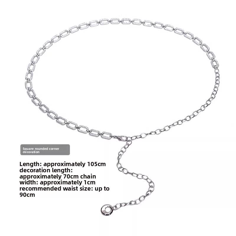 Womens Metallic Water Diamond Chain Waist Belt For Summer Dress Accessories