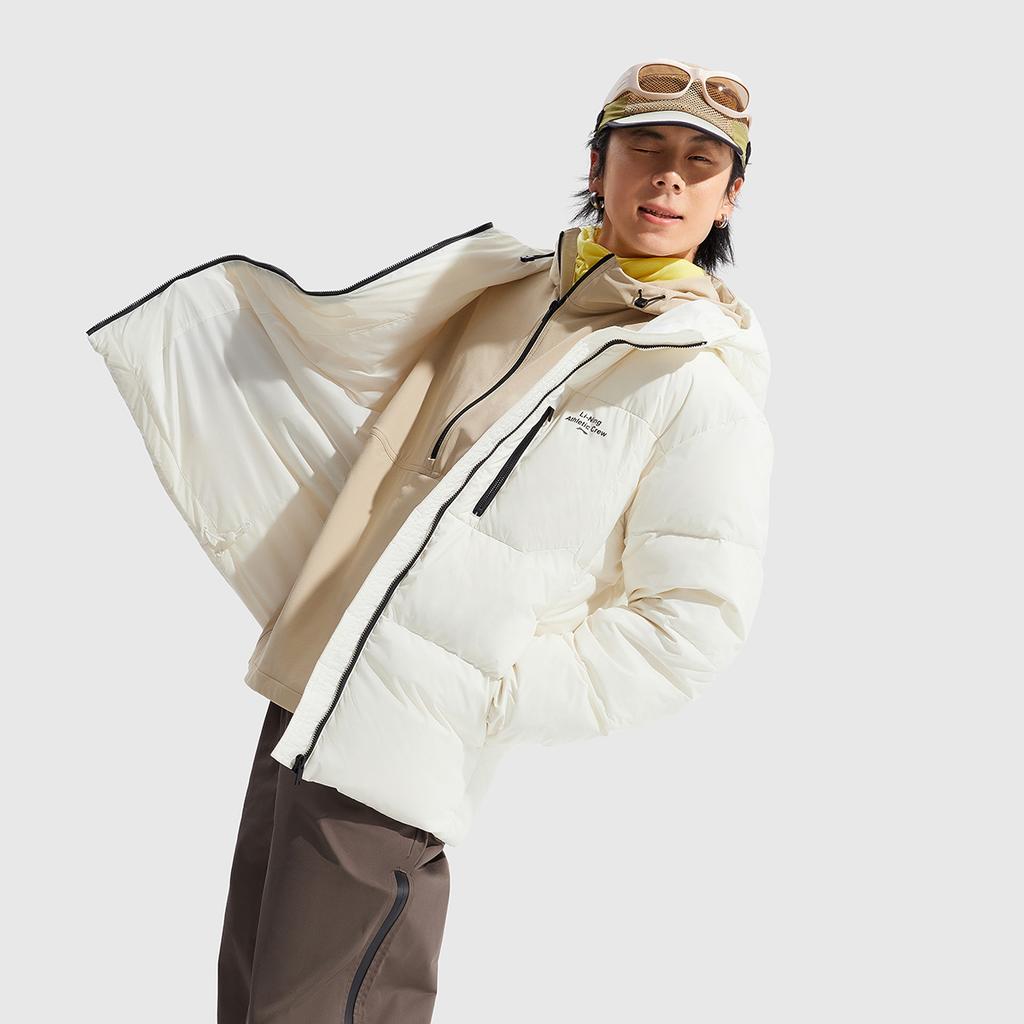 Li Ning Hot Pot Down Jacket Series Letter Zipper Hooded Comfortable Easy To Clean Versatile Casual Cold Resistant Short Winter Down Jacket AYMU259-7