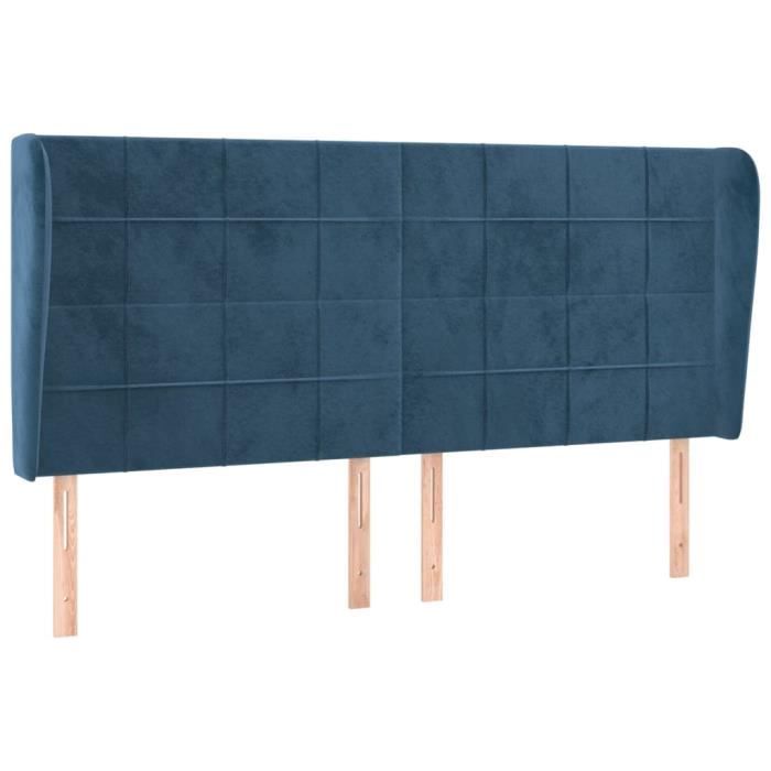 VidaXL Tête de lit avec oreilles Bleu foncé 163x23x118-128 cm Velours3118014