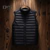Men Cotton Vest Stand Collar Sleeveless Zipper Placket Lightweight Quilted Waistcoat Solid Color Cotton Vest Jacket with Pockets
