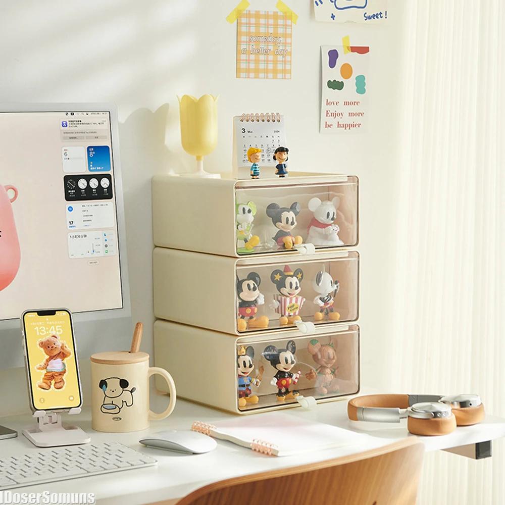 Caixa de exposição de figuras de joias, suporte de mesa para armazenamento de objetos desorganizados, caixa de armazenamento de brinquedos e bonecas à prova de poeira, acrílico transparente