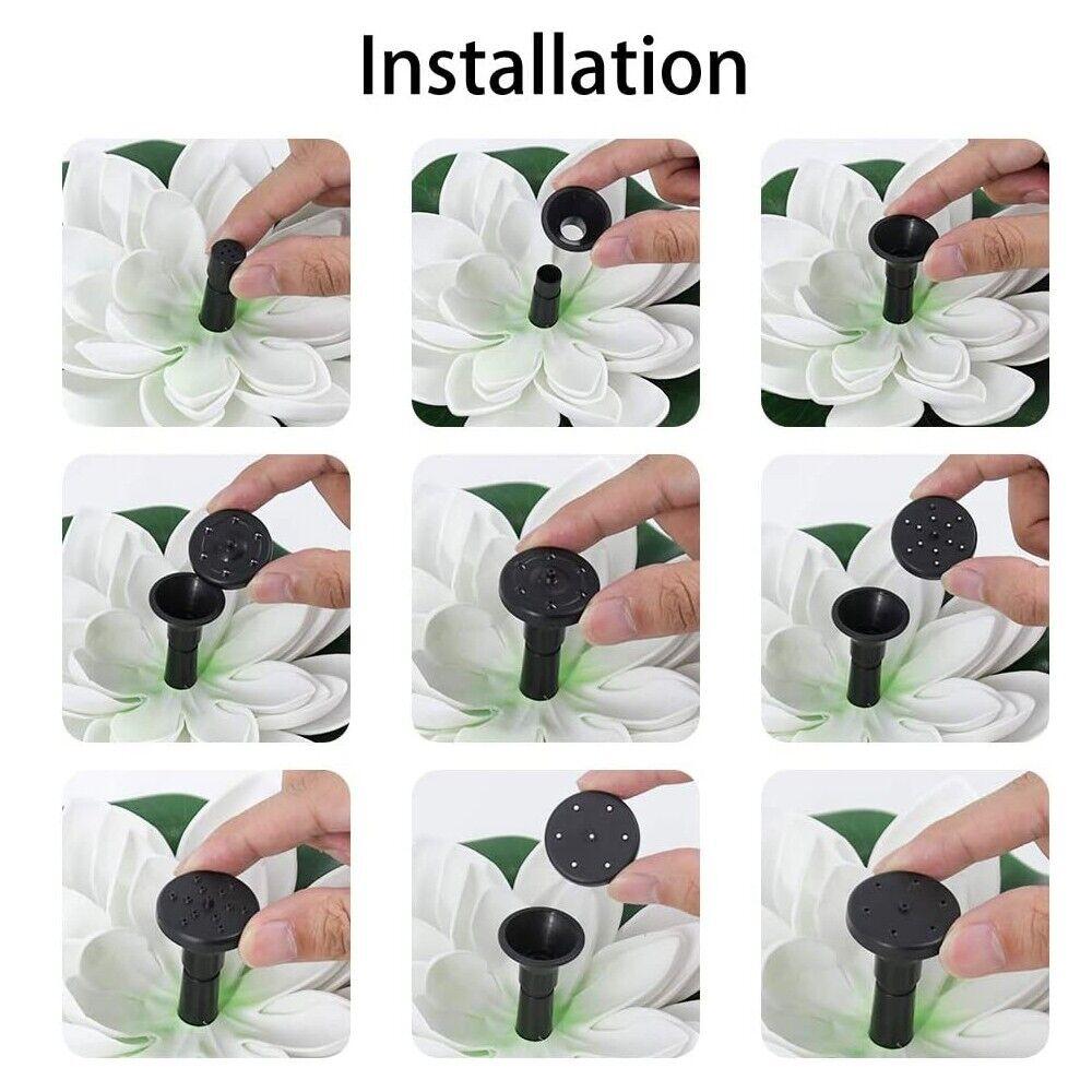 Lotus  Solar Power Panel Kit Solar Water Fountain Pond Decoration Waterfall Fountain Outdoor Bird Bath Solar Powered Floating Garden Fountain