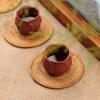 1pc Rattan Coaster, Teapot Mat, Table Mat, Heat-insulating Mat, Teapot Mat, Purple Clay Teapot Mat, Tea Set Accessory