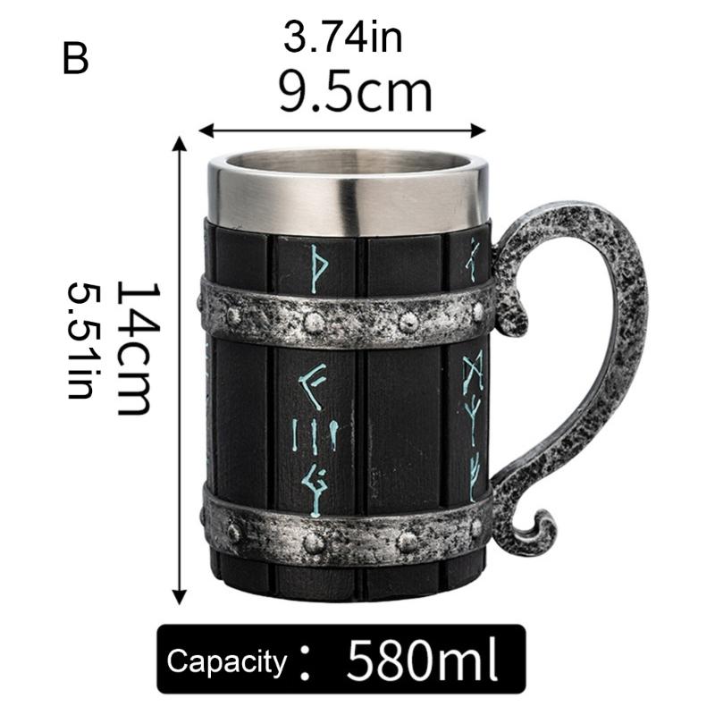 Large Capacity Beer Mugs For Outdoors Use With Retro Woodgrain Finish Nonrust Steel Insulated Cup Thermal Resin Construction