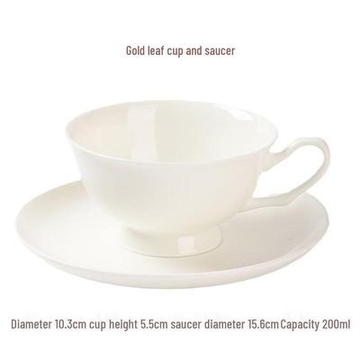 Ensemble Tasse à Café et Soucoupe en Porcelaine Fine avec Feuille d'Or Pur Shangqi