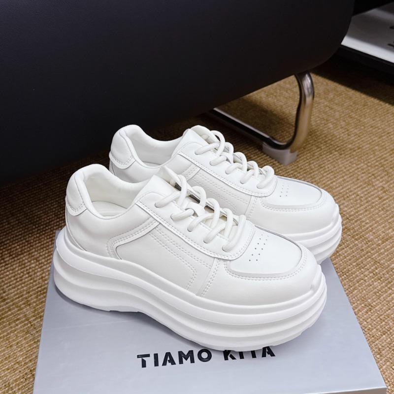 

Summer and autumn new thick-soled fashion leather little white shoes women s sports and leisure dad shoes women 40 белый