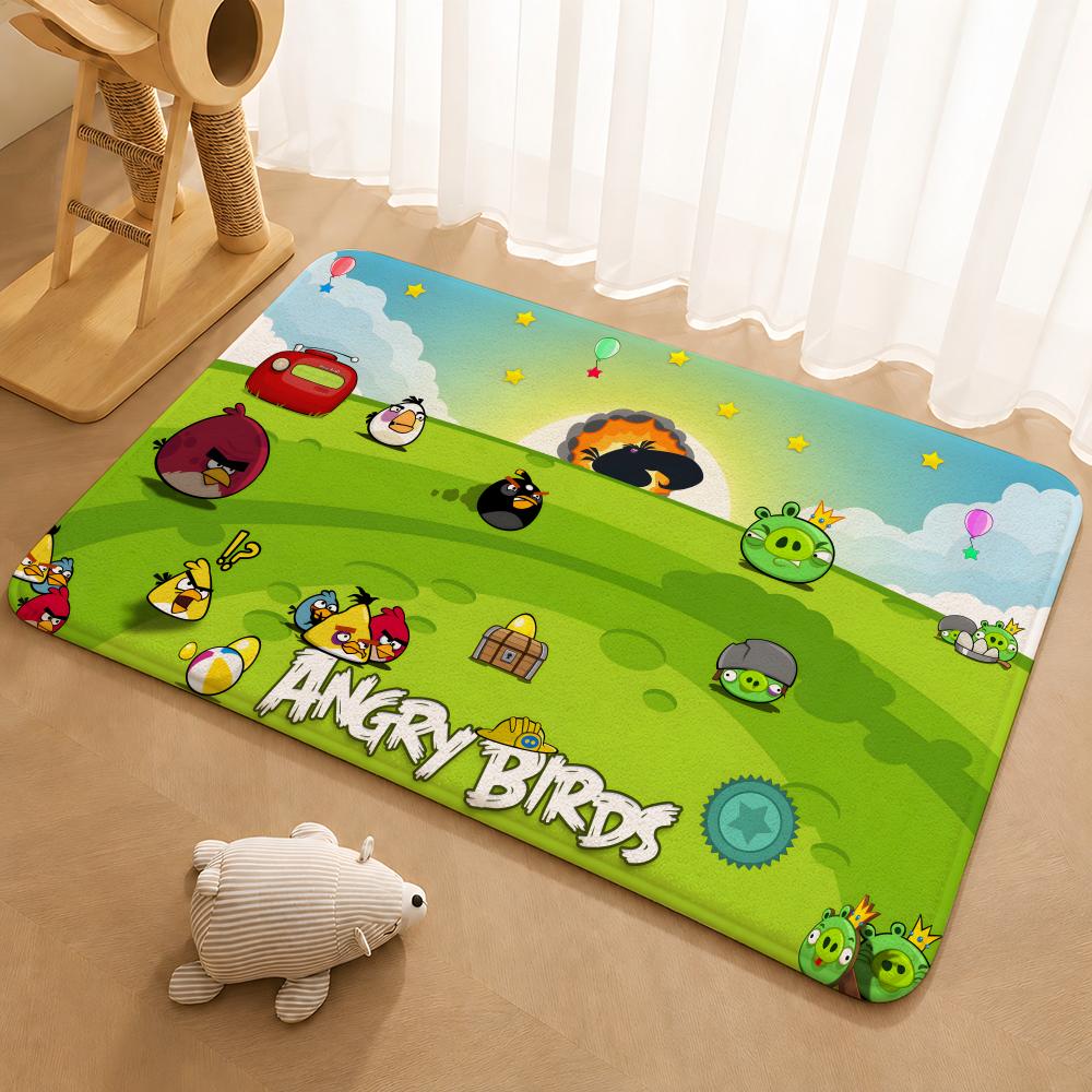 A-Angry Birds Game Floor Mat Floor Mat Soft Flannel Non-Slip Door  Rug for Living Room