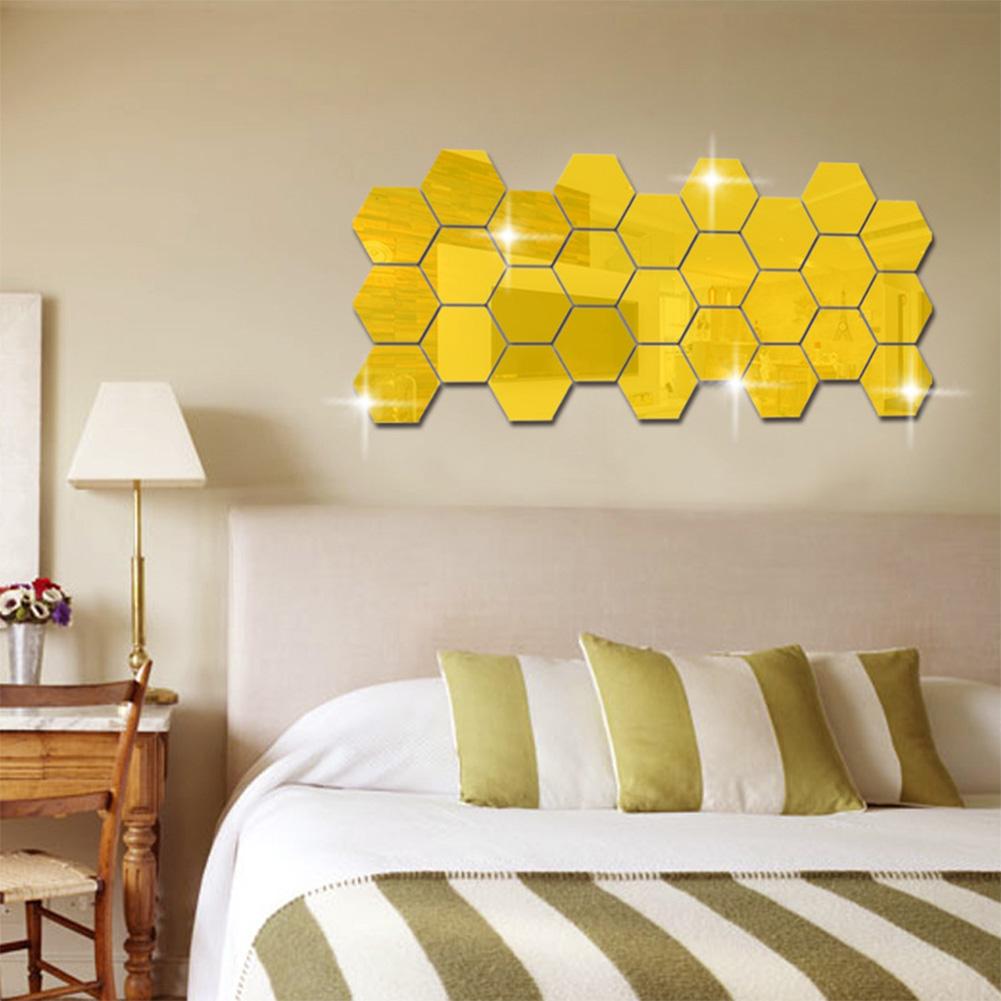 Removable Decals Hexagonal Mirror Mirror Stickers Peel-and-stick