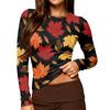 Women's Casual Slim Fit Long Sleeve Polka Dot Neck Blouse