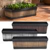 Imitation Wood Grain Herb Planter 18 Inch Rectangular Box, Window Box Planter, Plastic Vegetables Heavy Duty Basin for Herbs Flowers Planting Pot with