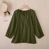 ZANZEA Women Casual V-Neck Solid Color Loose 3/4 Sleeve Blouse