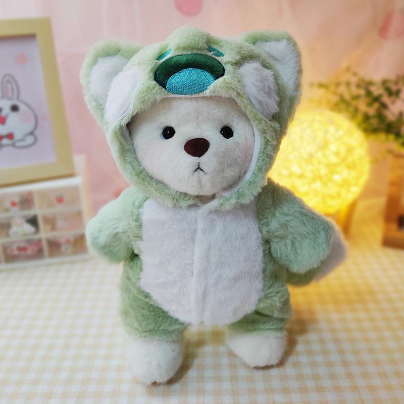 Medium Bear Outfit - Blue Pink Striped Carrot Overalls Set