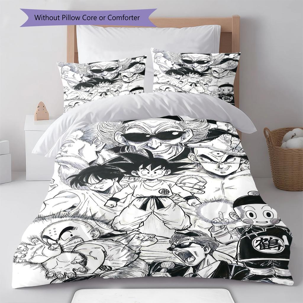 DRAGON BALL Pattern Bedding,Quilt Set Quilt Cover Pillowcase Home Birthday Gift (1 * Duvet Cover + 2 * Pillowcase, Without Core)