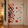 Waterproof PVC Festive Decor Christmas Cat Door Sticker, Cute Santa Hat Kittens Wall Decal, Self Kitten Window Stickers Adhesive Sticker for