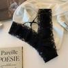 Women's Sexy Ultra-Thin Jacquard Lace Panties with Bowknot and Criss-Cross Straps - Mid-Waist Triangle Briefs
