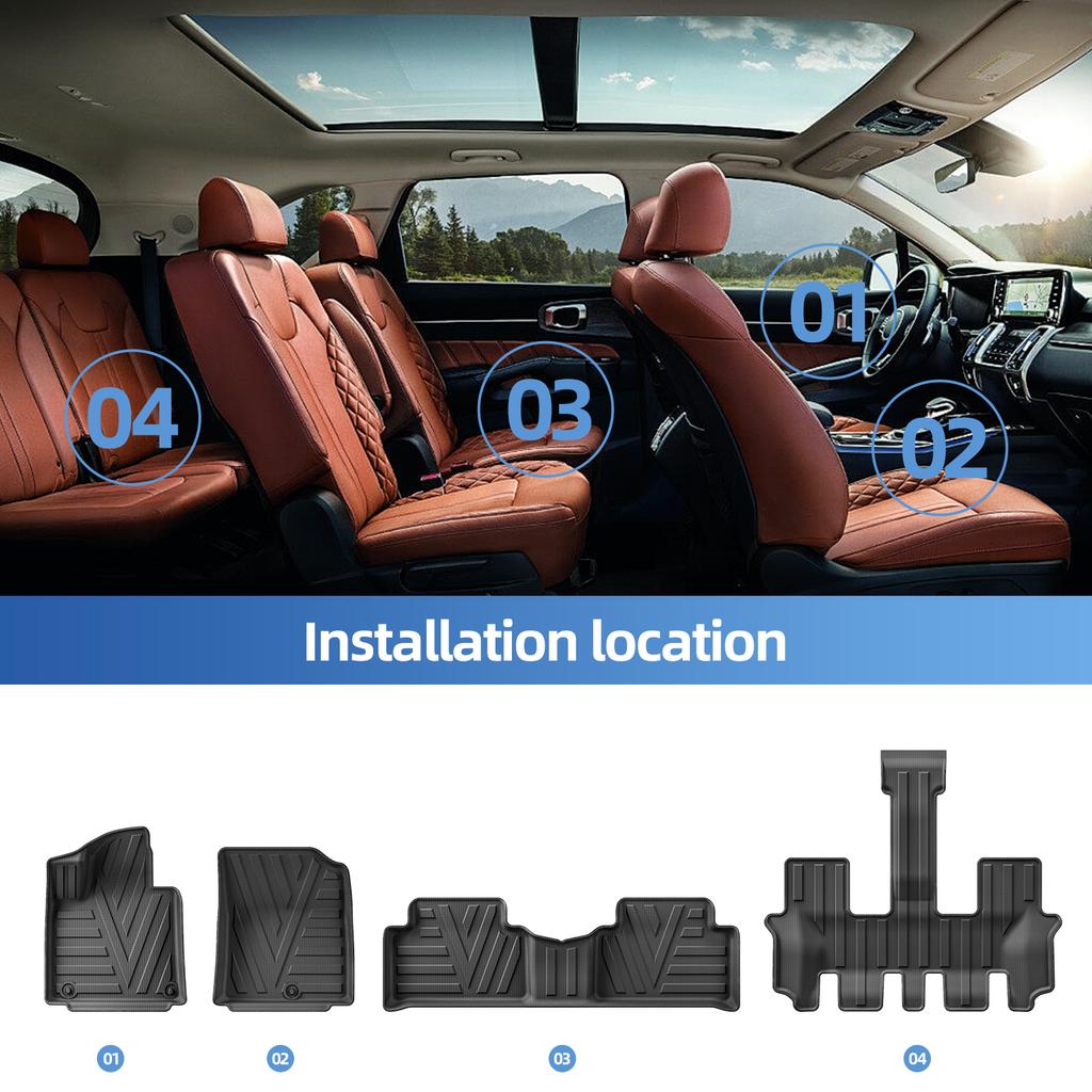 LUCKEASY Left Drive for Kia Sorento 2021–2026 (Fuel 6Seater) 3D TPE Car Floor Mats Upper Trunk Pad Waterproof Accessories Black