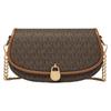 MK Mila Monograma Fechadura Dourada Bolsa Transversal Pequena Bolsas Femininas Marrom Escuro 35F5GIMC1B-200