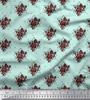 Soimoi Green Poly Crepe Fabric Geometric & Rose Floral Printed Fabric 1 Yard 42 Inch