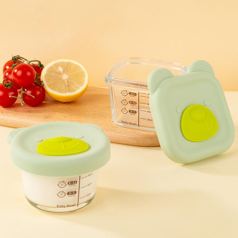 Glass Bowl Baby Food Supplement Bowl With Scale Portable Lunch Box Food Storage Seal Heating Food Grade Silicone