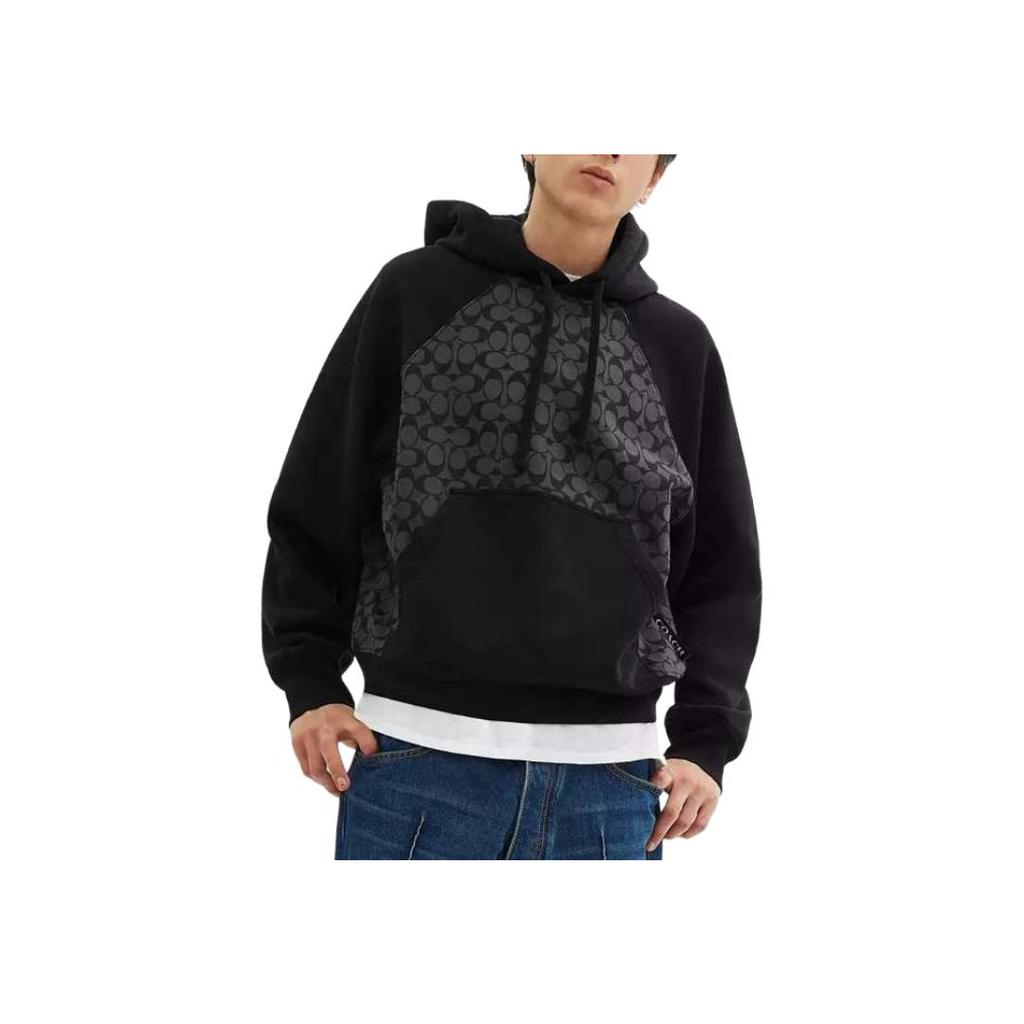 Coach SS25 Color Block Signature Long Sleeve Hoodie Men Hoodies Charcoal CY583-R8E
