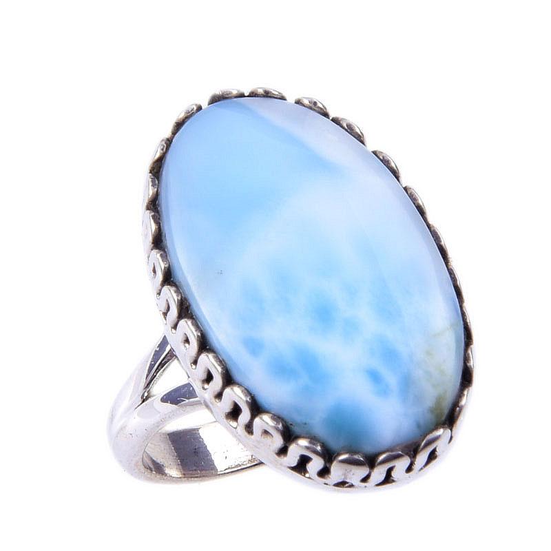 Natural Republic Kamień Larimar Srebro Próby 925 Prezent Pierścionek S.6 f4l85