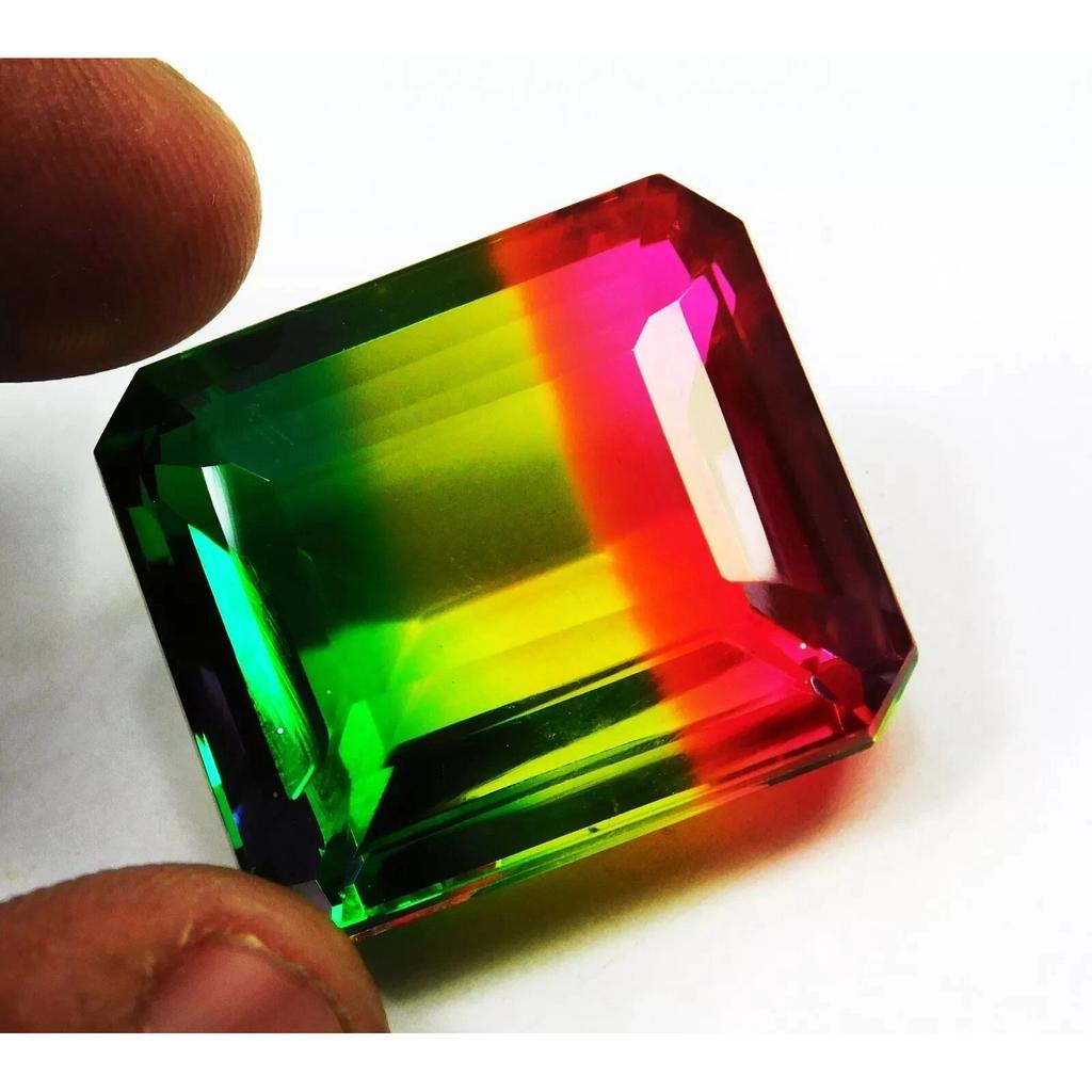 Top Quality Natural Watermelon Tourmaline Emerald 76-78 Ct Certified Gemstone