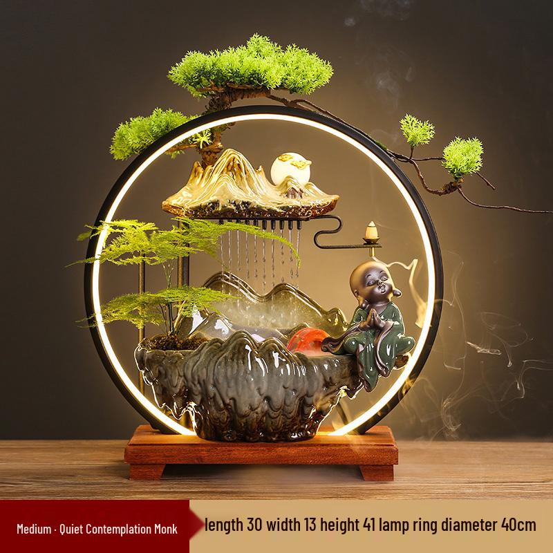 Flowing Water Backflow Incense Fountain & Humidifier - Perfect for Home, Office, or Gift Decoration.