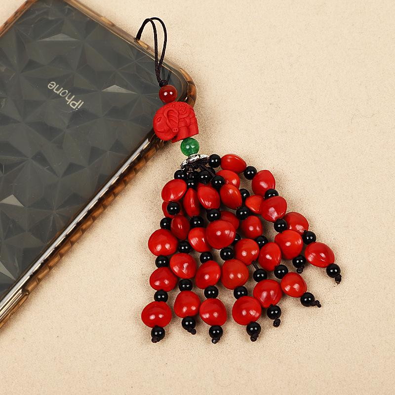Red Beans & Acacia Bean Bodhi Phone and USB Drive Pendants, Zodiac-Themed Gifts