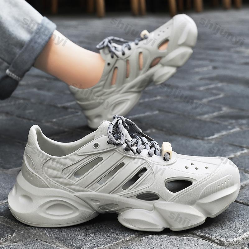 Fashion Plus Size Men's Shoes 2025 Summer New EVA Comfortable Lightweight Hollow Breathable Sandals Lace-up Casual Beach Shoes