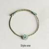 Pulseira Unissex de Jade Azul A-Grade Tecida à Mão com Orquídea