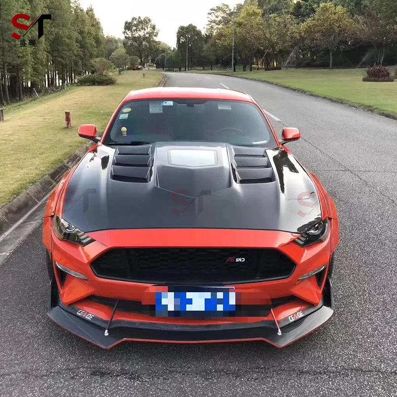 Ford Mustang Carbon Fiber Transparent Engine Hood Body Kit