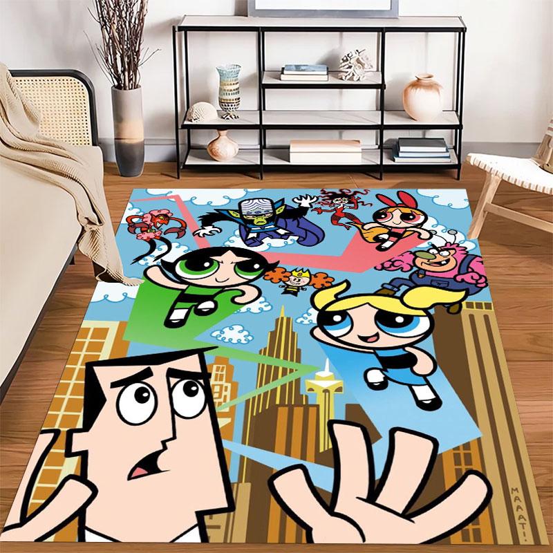 Powerpuff Girls Cartoon Tapijten en Vloerkleed 3D Print Tapijt Vloermat Woonkamer Slaapkamer Groot Oppervlak Zacht Tapijt(JM001)