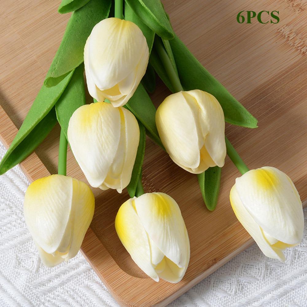6 Stück Neue Plastik-Tulpen mit Echt-Touch 34*3cm 10 Farben Simulationsblumen-Dekoration Tisch Haus Hochzeit Dekor Heimdeko
