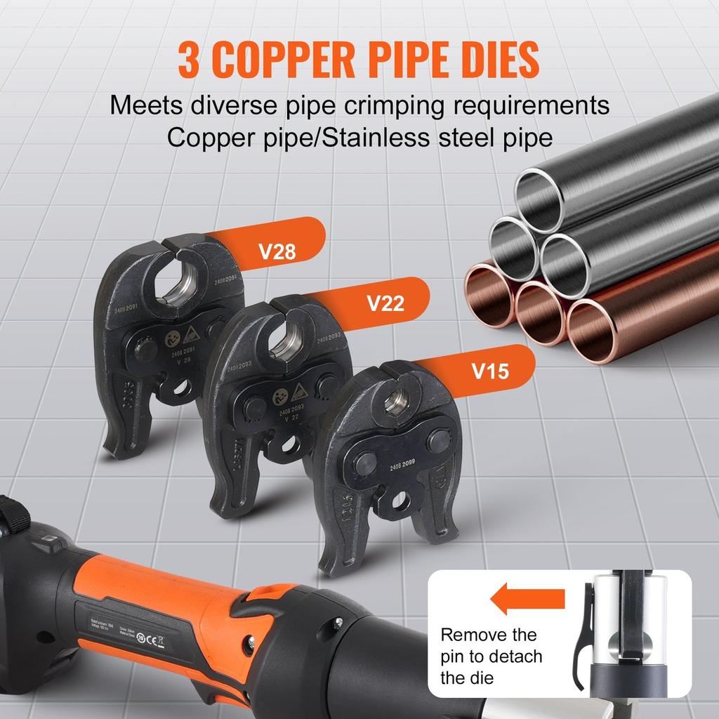Pro Press Tool Pipe Crimping Kit Press Tool Battery Kit V15 V22 V28