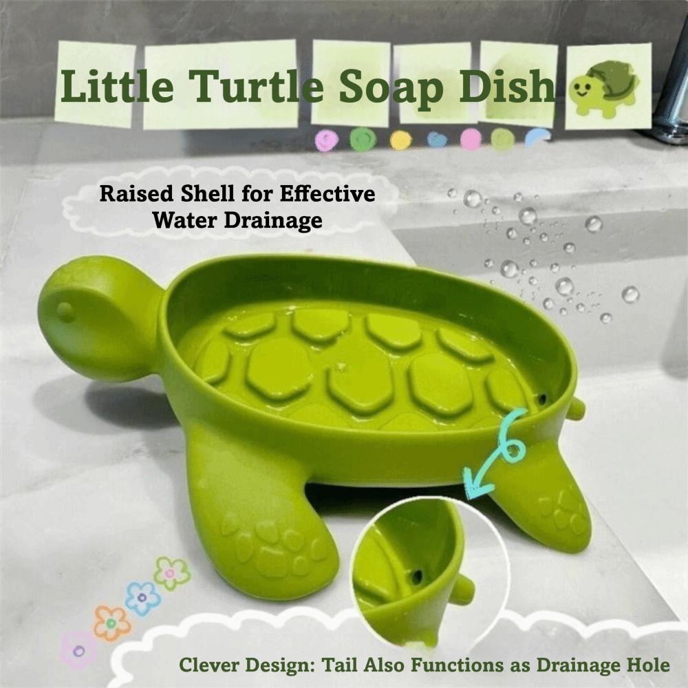 Plastic Turtles Shape Soap Box Cute Soap Holder Creative Drain Soap Holder Box Laundry