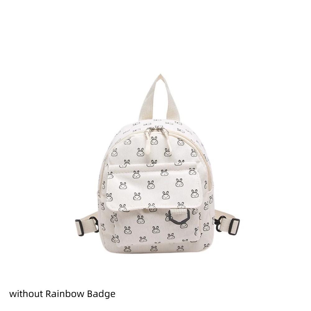 Fashion Cartoon Printed Mini Backpack Adjustable Shoulder Strap Corduroy Small Schoolbag Zipper Women's Backpack Women